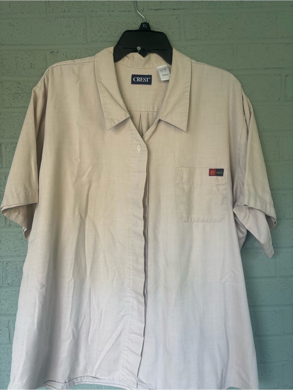 Vintage McDonald’s Crest Men's Short Sleeve Button-Up Shirt in Light Beige 2XL
